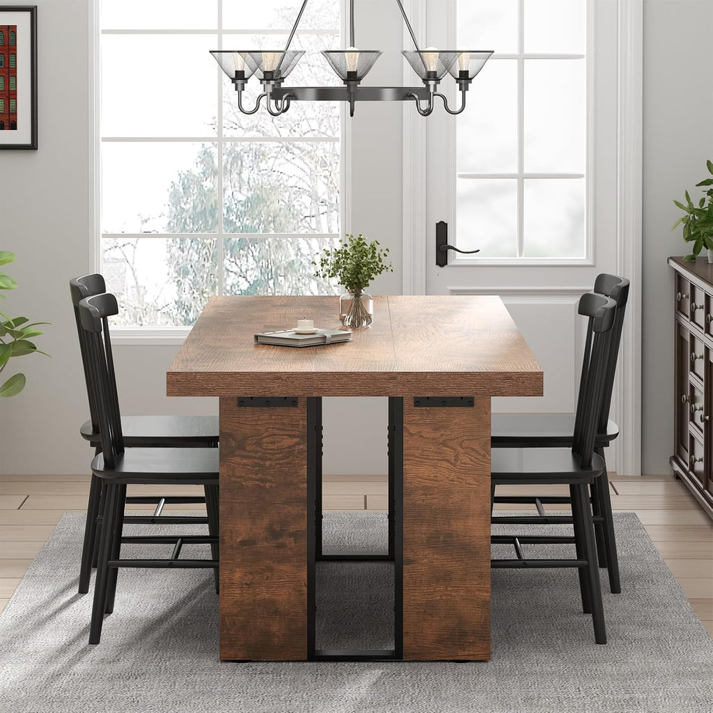 Loomie 70.8 Inch Dining Table, Rustic Farmhouse Kitchen Table for 6-8 People