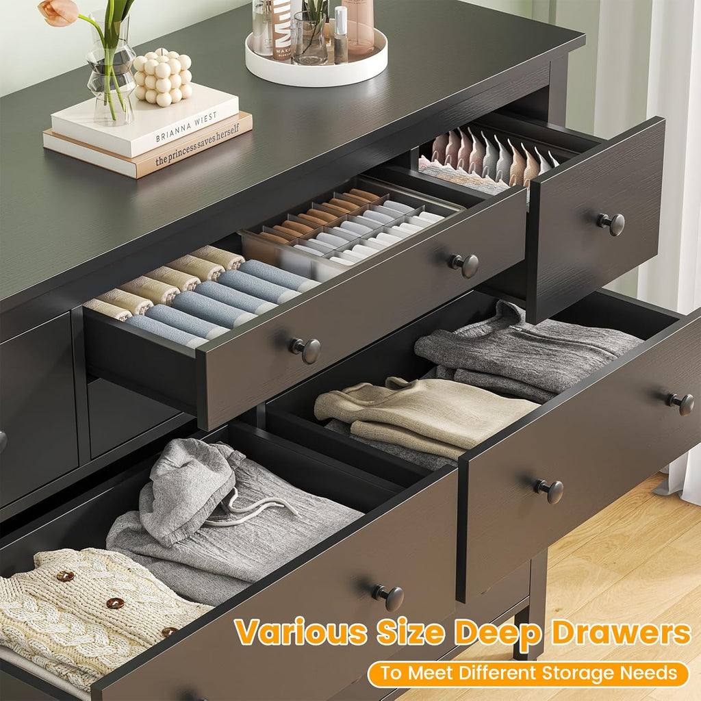 Loomie 10 Drawer Dresser for Bedroom, 47.2" Long Chest of Drawers with Deep Drawers