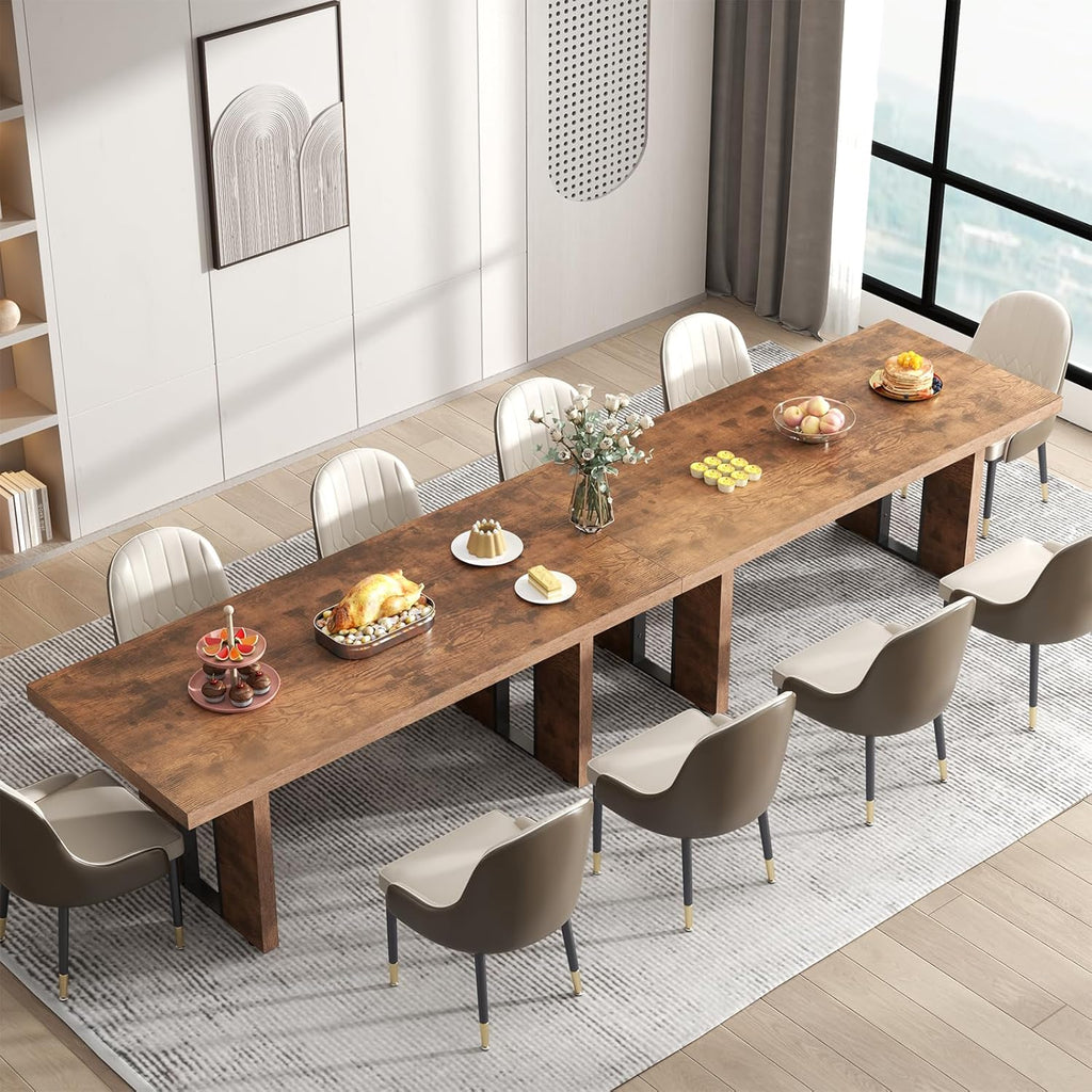 Loomie 70.8 Inch Dining Table, Rustic Farmhouse Kitchen Table for 6-8 People