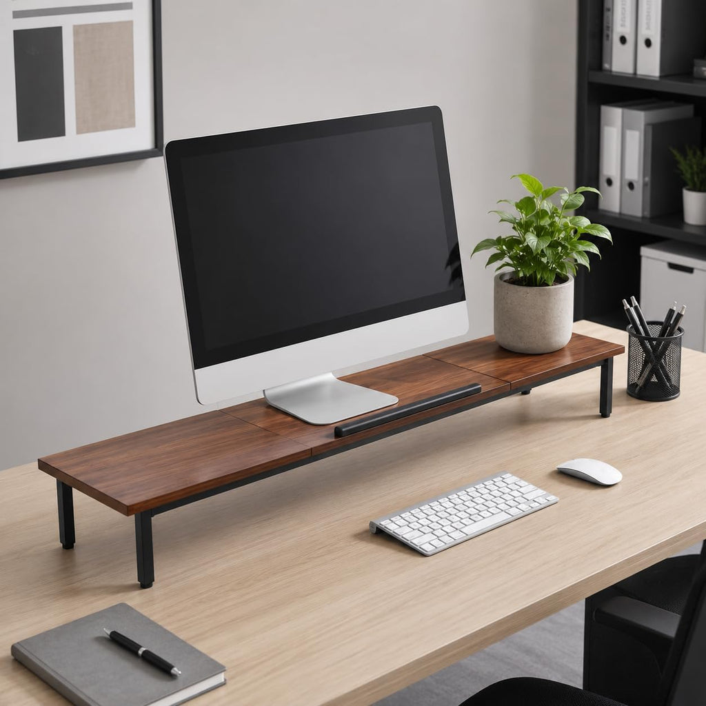 Loomie 39-Inch Dual Monitor Stand Riser with Adjustable Laptop Stand