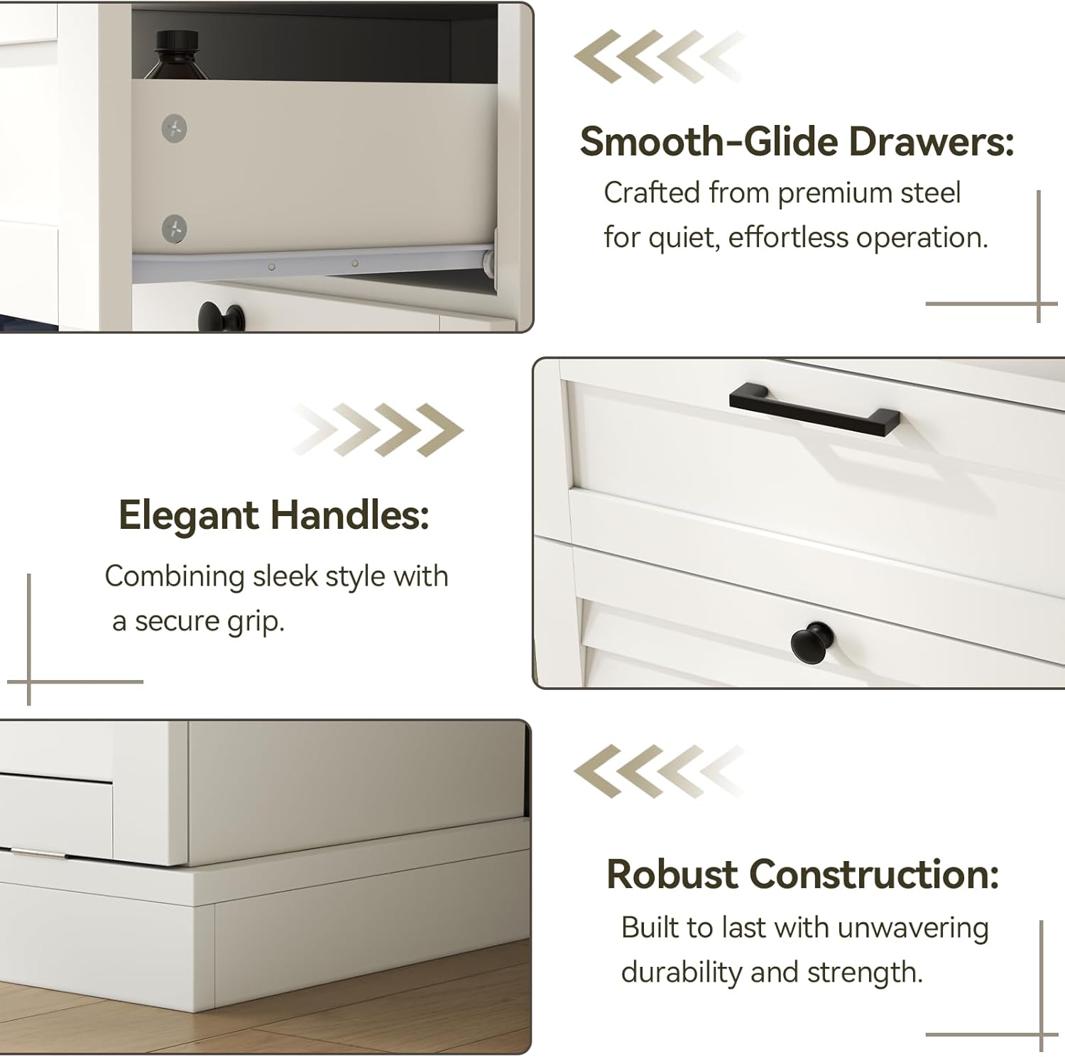 Double Tilt Out Laundry Hamper Cabinet, 30 Gallon Trash Can Cabinet with Shutter Front & 2 Drawers, Hidden Garbage Can Bin Cabinets with 2 Laundry Storage Basket for Bathroom, Kitchen (White, Full)