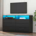 Loomie 6 Drawers Dresser, White Accent Chests of Drawers with Power Outlet and LED Light for Bedroom Living Romm