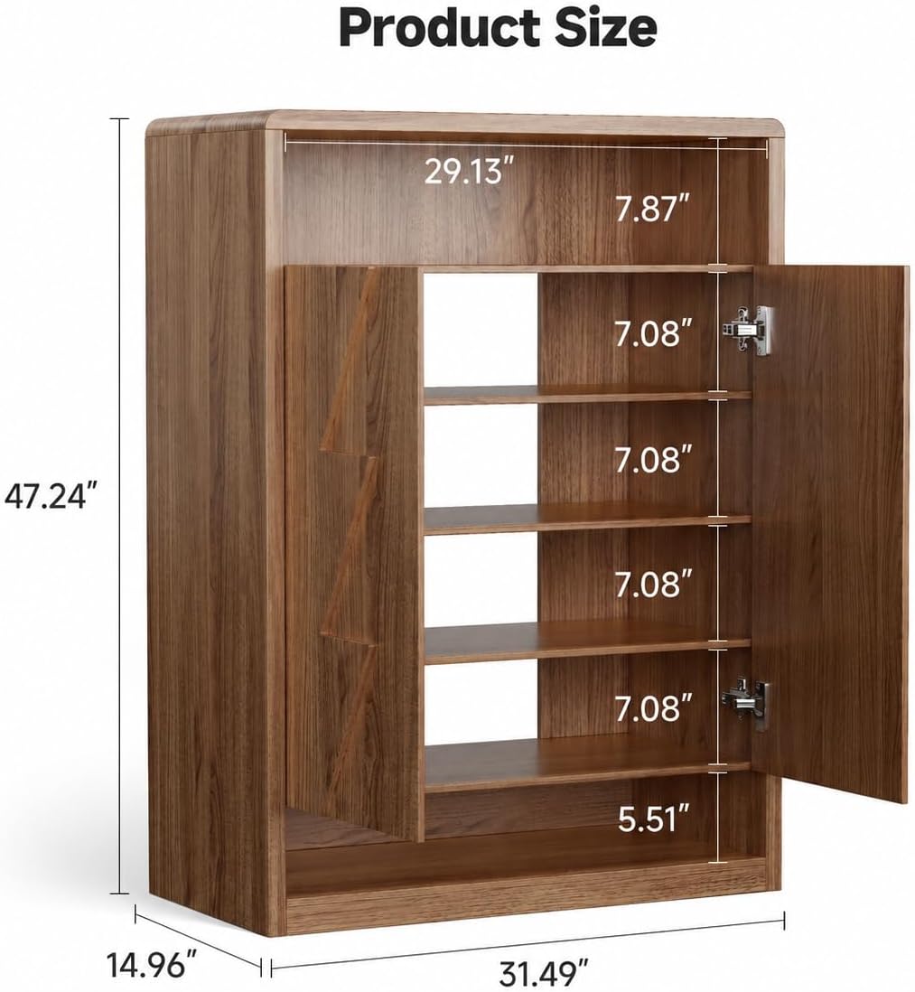 Wide Extra Large 6-Tier Shoe Cabinet for Entryway, 30 Pairs Shoe Storage