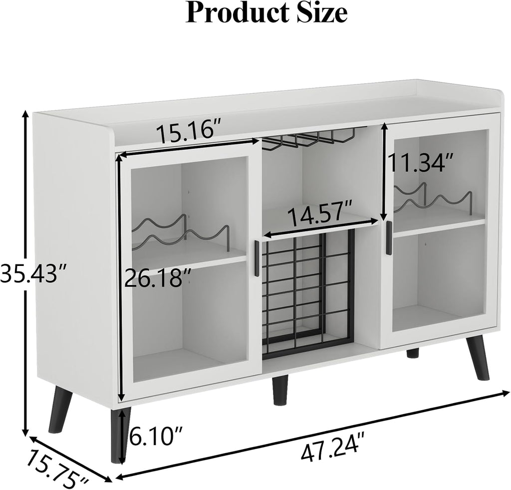 Wine Bar Cabinet with Led Light, Home Coffee Cabinet with Wine & Glass Rack
