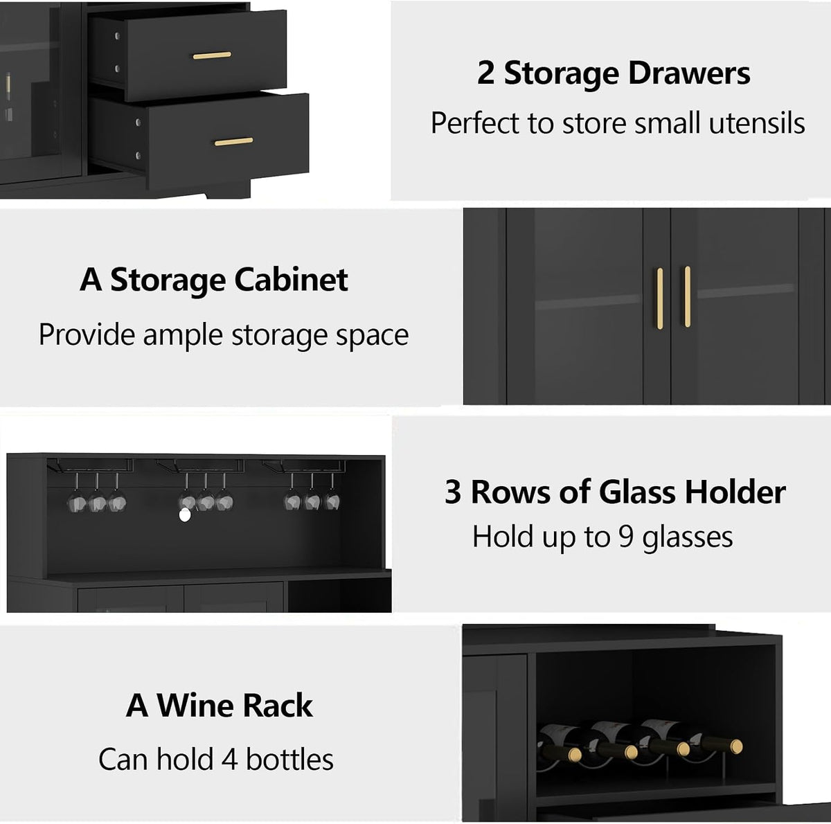 Gyfimoie Modern Bar Cabinet with LED Lights & Drawer,Coffee Bar Station