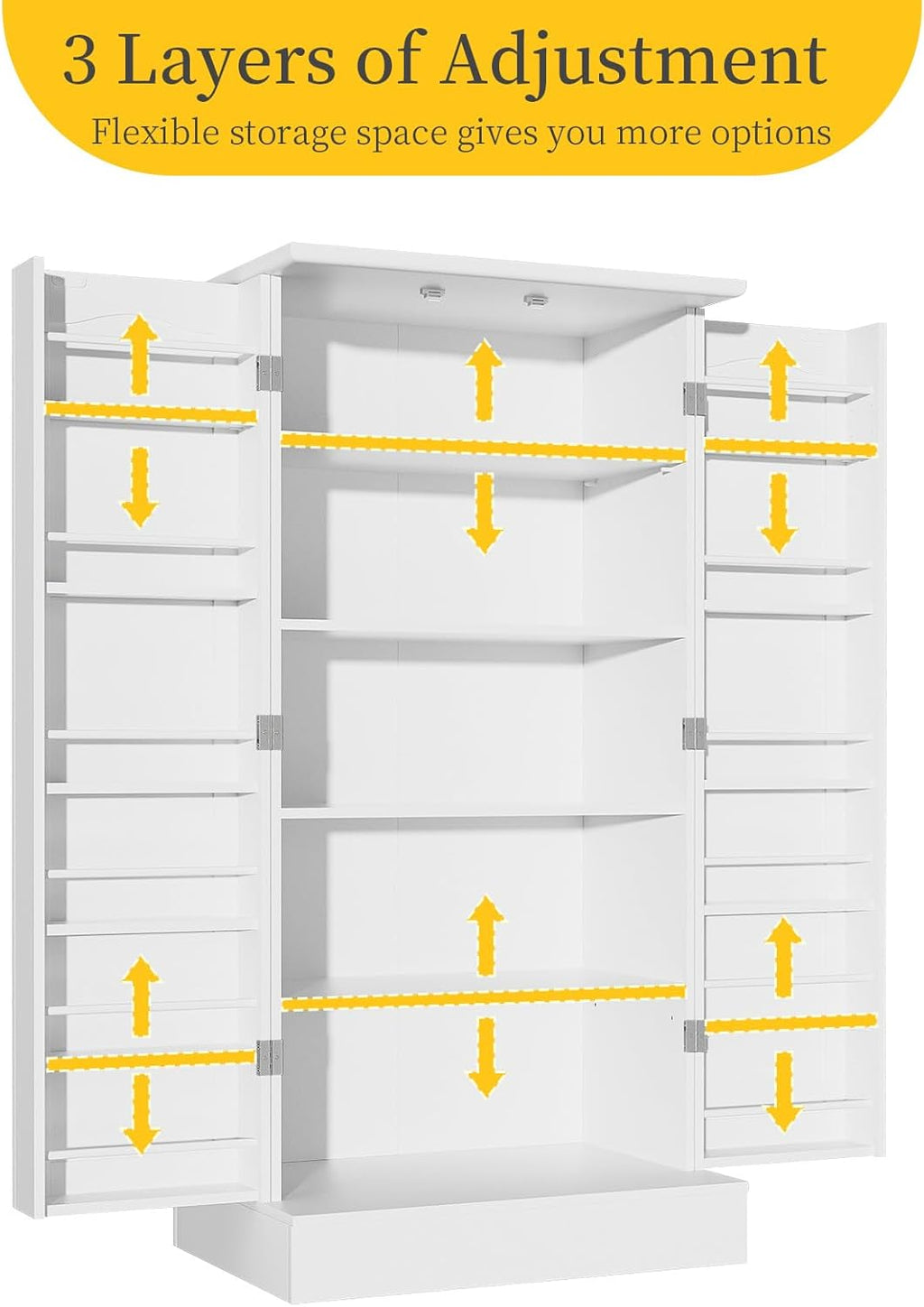 47“ Pantry Cabinet with Adjustable Shelves, Freestanding Kitchen Storage Cabinet, Sideboard Buffet for Home Office Use
