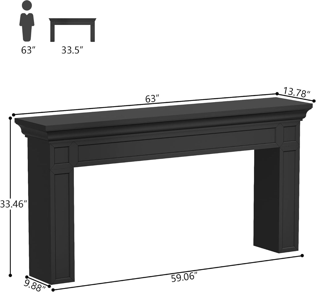 Loomie 63" Long Console Tables for Entryway, Black Entry Accent Table