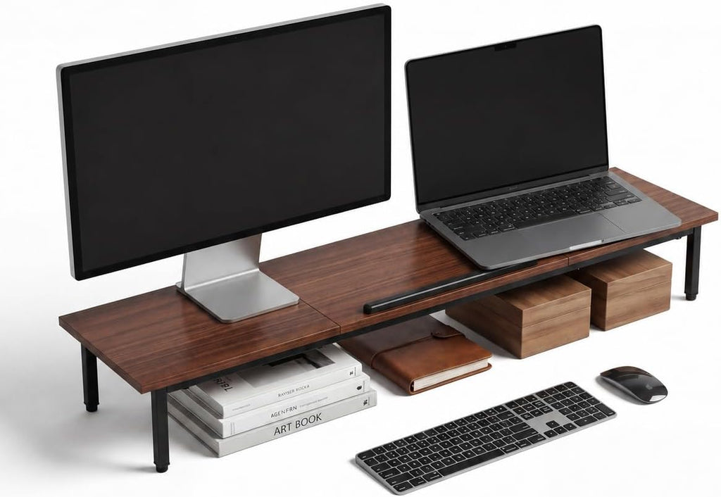 Loomie 39-Inch Dual Monitor Stand Riser with Adjustable Laptop Stand