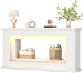 Loomie 63” Long Console Tables for Entryway, Narrow Long Entry Table with LED Lights, 2-Tier Sofa Table Behind Couch, Modern Hallway Accent Table for Living Room, Entrance (White)