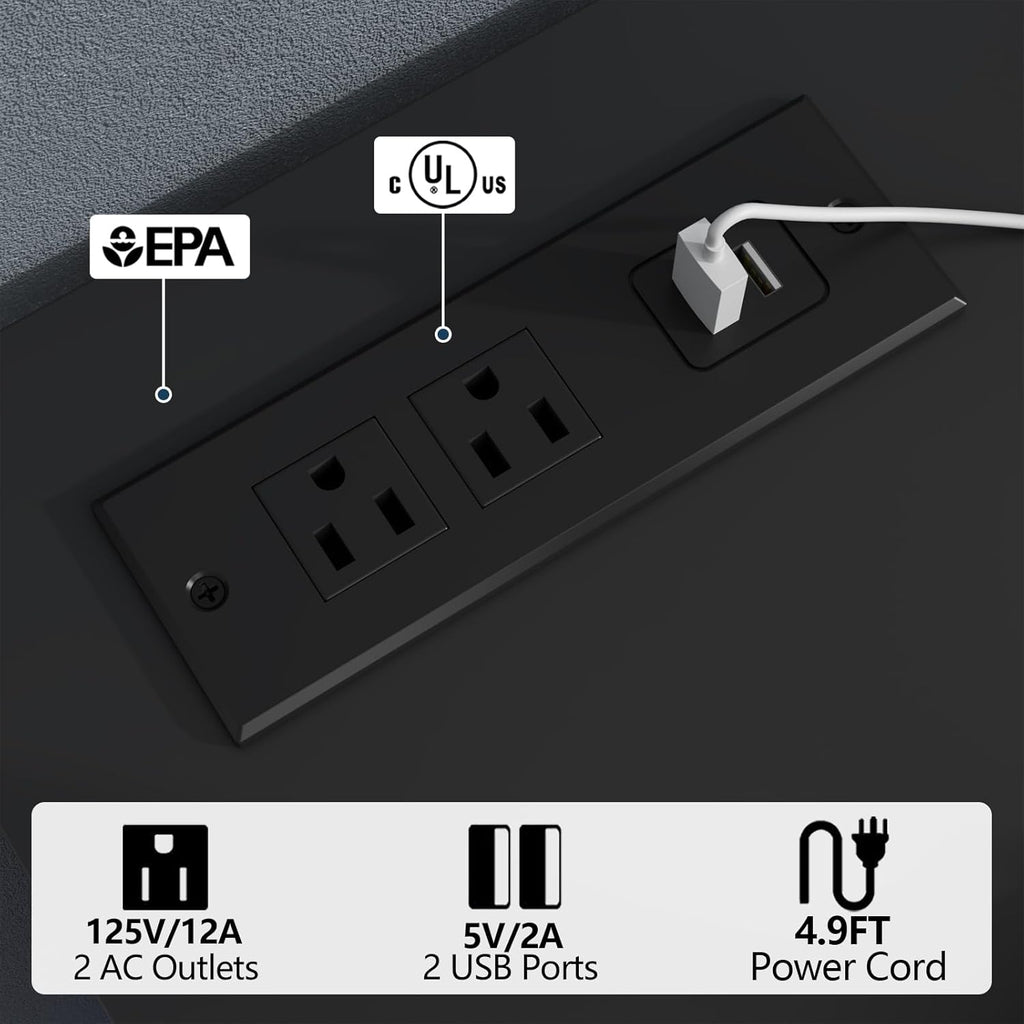 Loomie 6 Drawer Dresser for Bedroom, Modern Chest of Drawers with Power Outlet & LED Light, Double Wide Drawer Dresser Organizer Cabinet with Side Storage Shelves for Living Room (Black)