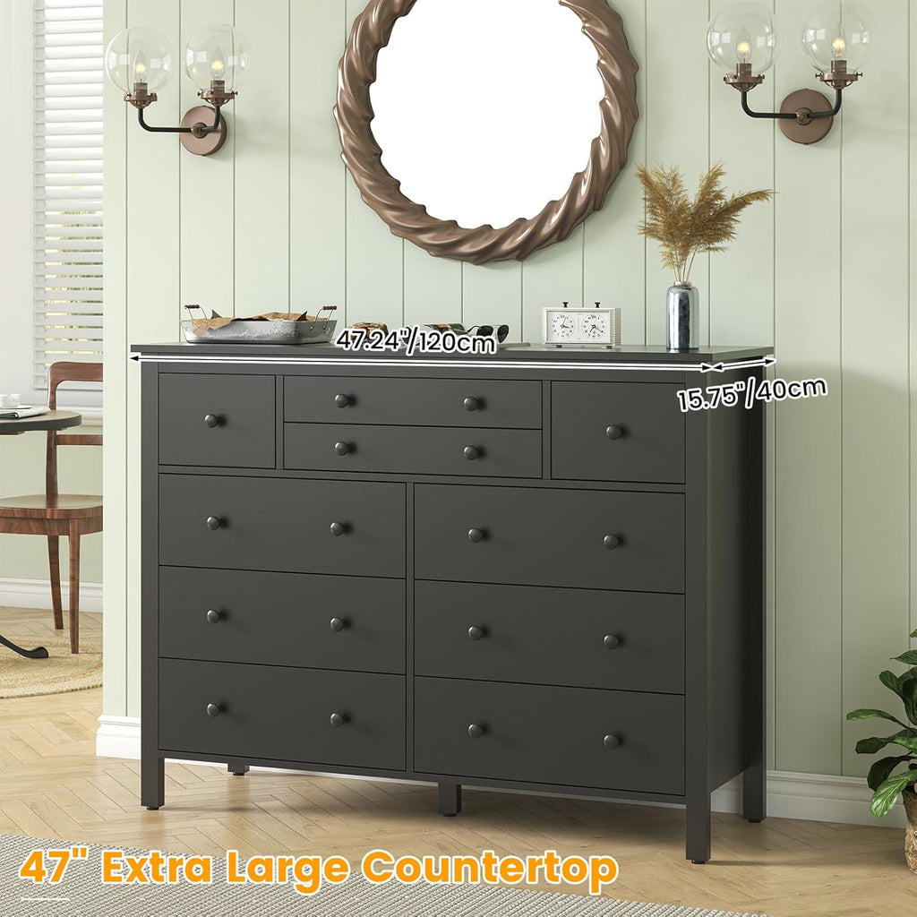 Loomie 10 Drawer Dresser for Bedroom, 47.2" Long Chest of Drawers with Deep Drawers
