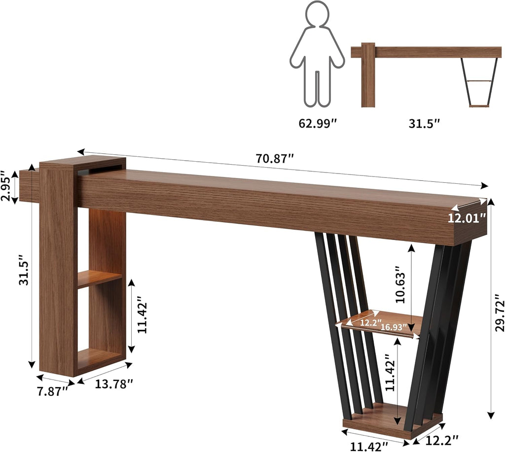70.9'' Extra Long Console Table w/LED Light, Sofa Table Behind The Couch