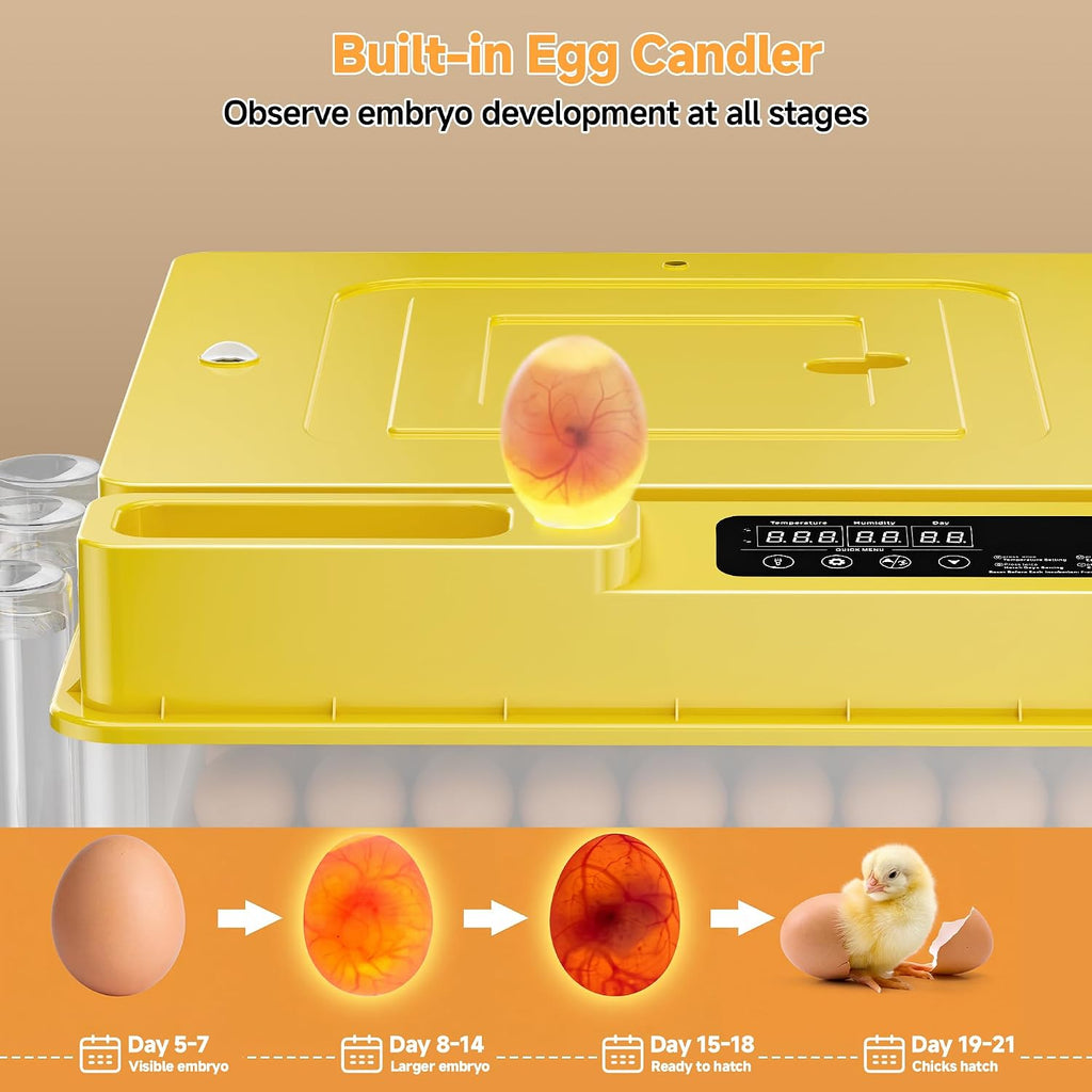 144 Egg Incubator for Hatching Eggs, Auto Temp Humidity Turning for Chicken