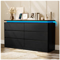 Loomie Upgraded 6 Drawer White Dresser for Bedroom, 47.2" Long Chest of Drawers with Charging Station & LED Lights, Wooden Storage Cabinet Dresser for Closet,Modern TV Stand with Deep Drawers