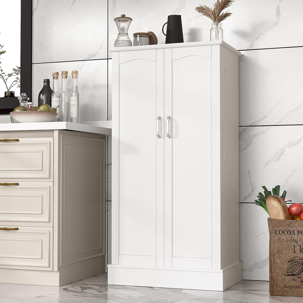47“ Pantry Cabinet with Adjustable Shelves, Freestanding Kitchen Storage Cabinet, Sideboard Buffet for Home Office Use