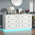 Loomie 6 Drawer Dresser, Modern Drawer Chests with Power Outlet and Led Light, Wide Chest of Drawers for Storage and Organization, White Dresser for Bedroom, Living Room, Closets, Entryway