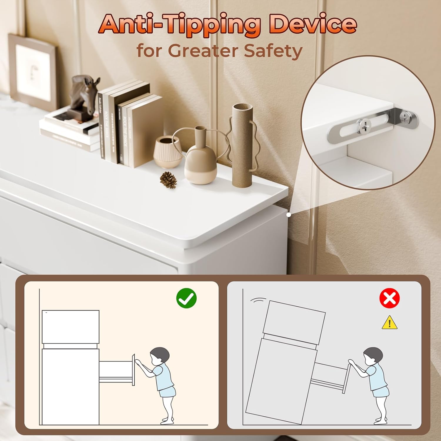 Loomie Upgraded 6 Drawer White Dresser for Bedroom, 47.2" Long Chest of Drawers with Charging Station & LED Lights, Wooden Storage Cabinet Dresser for Closet,Modern TV Stand with Deep Drawers