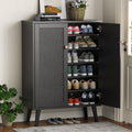 Loomie Rattan 5-Tier Shoe Storage Cabinet with Doors, Drawer & Cubby, 44.3" Boho Shoe Organizer for Entryway Hallway Closet (Natural)