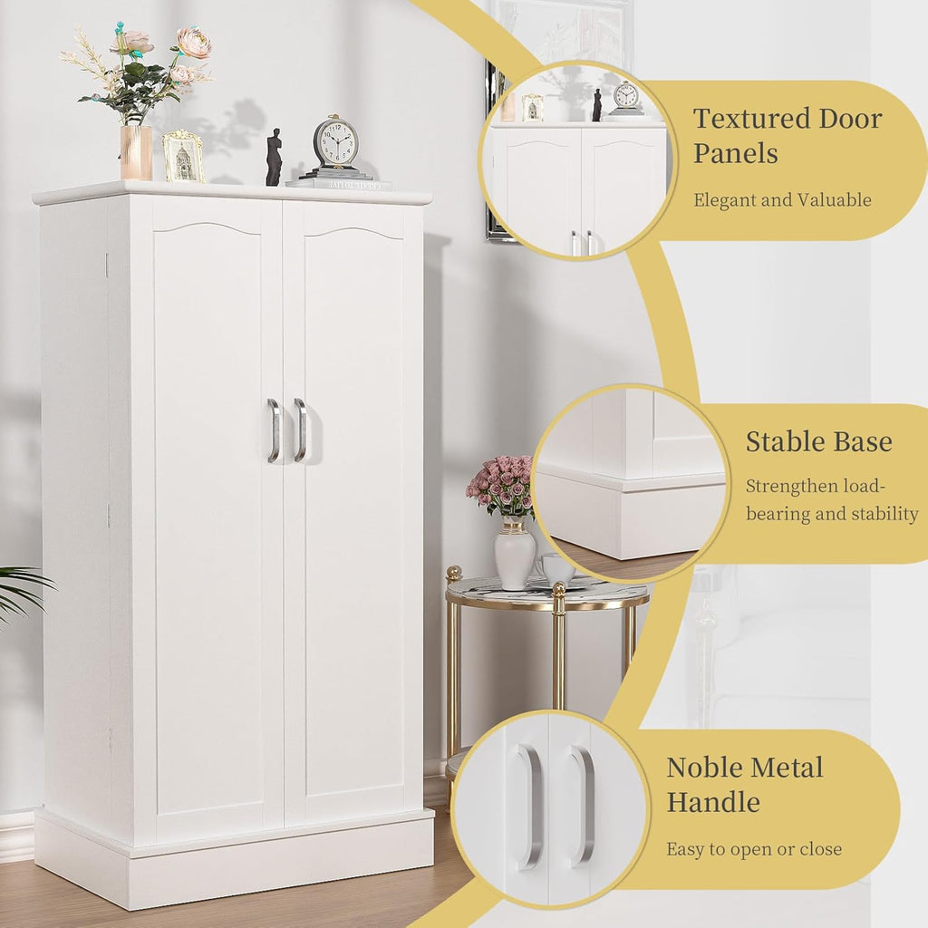 47“ Pantry Cabinet with Adjustable Shelves, Freestanding Kitchen Storage Cabinet, Sideboard Buffet for Home Office Use