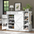 Loomie 5-Tier Shoe Cabinet with 4 Side Cubbies, Farmhouse Shoe Rack Cabinet with 6 Adjustable Shelves & 2 Drawers, Freestanding Shoe Storage Cabinet with 4 Brackets & 2 Hooks for Entryway (Black)