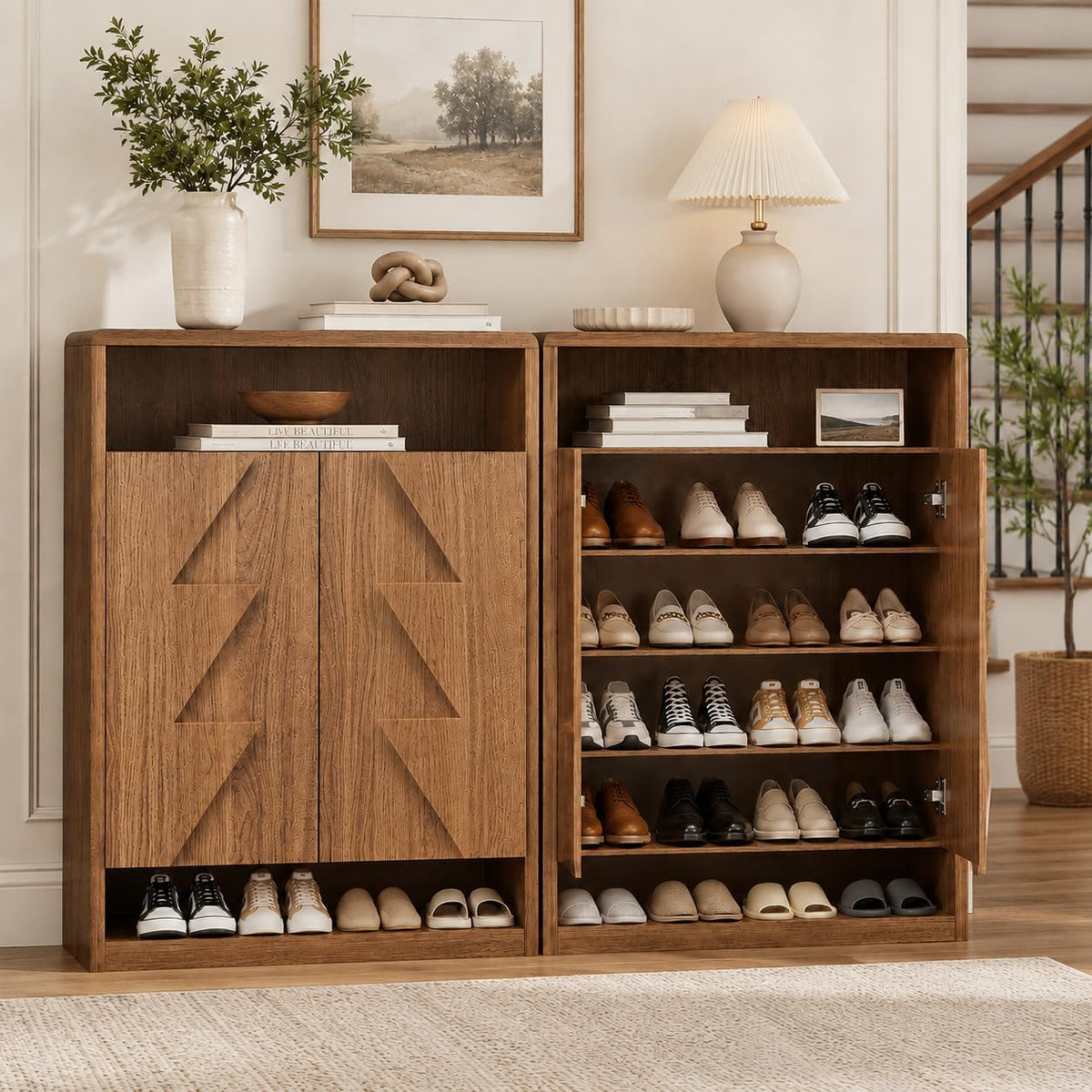 Wide Extra Large 6-Tier Shoe Cabinet for Entryway, 30 Pairs Shoe Storage