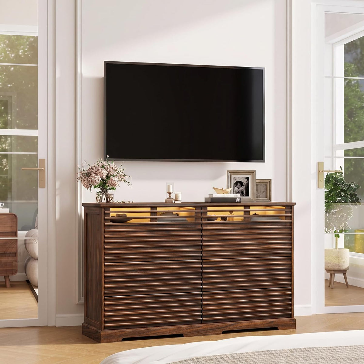 Loomie 52" W Fluted 8 Drawer Dresser with LED Light