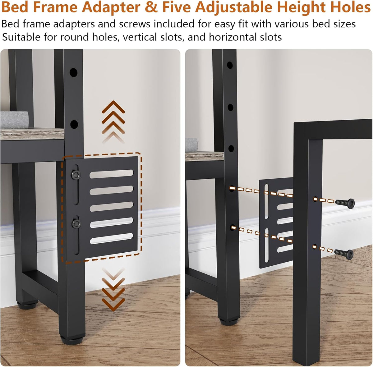 Loomie Headboard for Queen Size Bed with Storage, Headboards with LED Lights & Charging Station, Queen Size Head Board Only with Side 3-Tier Shelves & Bed Adapter for Bedroom,Height Adjustable