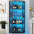 Gyfimoie Corner Wine Bar Cabinet with LED Lights,65" Tall Modern Liquor Cabinet with Tempered Glass Door,4-Tier Home Bar Liquor Storage Cabinet for Home Living Dining Room, Kitchen