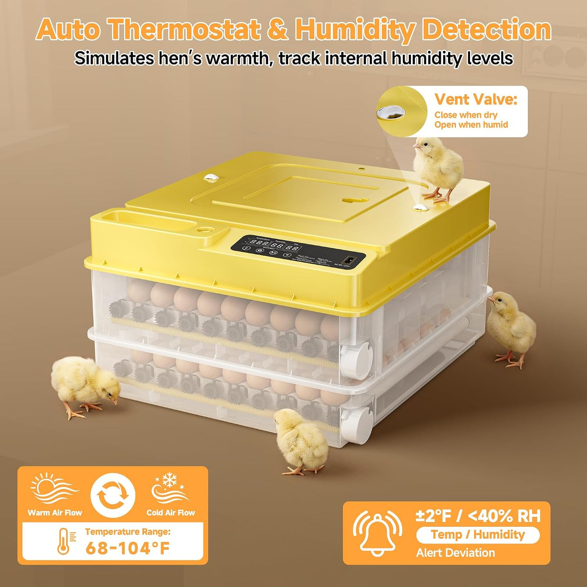 144 Egg Incubator for Hatching Eggs, Auto Temp Humidity Turning for Chicken