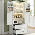 Loomie 71" Tall Farmhouse Kitchen Pantry with Sensor Light & Adjustable Shelves, Large Storage Cabinet with 2 Drawers & Adjustable Shelves, Rustic Wood Cupboard for Dining Room,Bathroom, Living Room