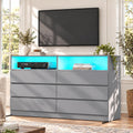 Loomie 6 Grey Drawer Dresser for Bedroom w/Charging Station & LED Lights