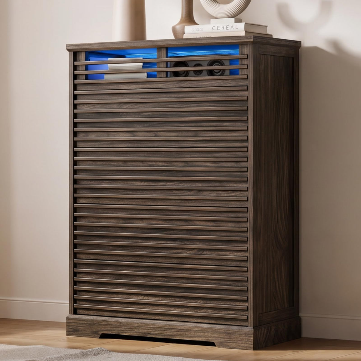 Loomie 52" W Fluted 8 Drawer Dresser with LED Light