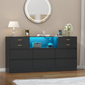 Loomie Upgraded 10 Drawer Black Dresser with Charging Station & Led Lights for Bedroom, 58" Long Triple Wide Dresser TV Stand for TVs up to 65", Wide Chest of Drawer, Large Dressers Organizer wCubby