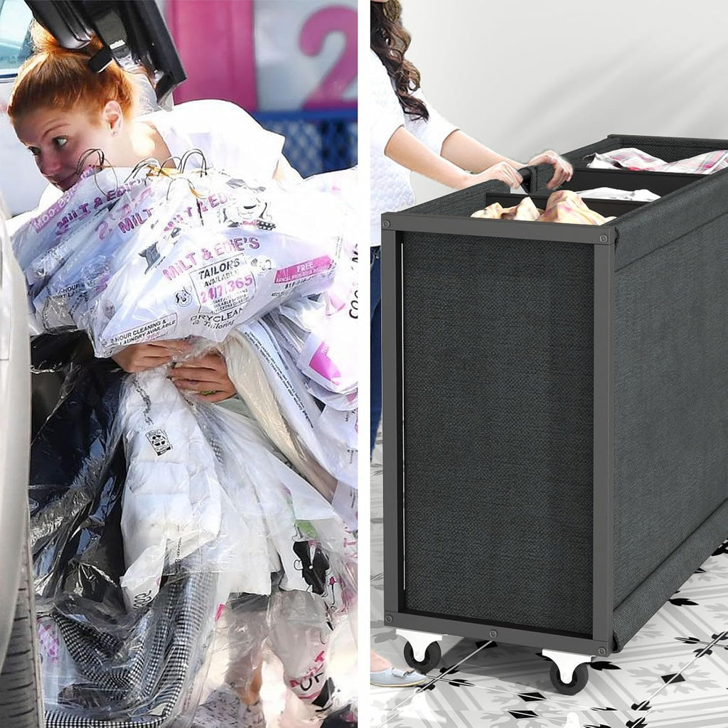 Loomie Laundry Hamper Laundry Basket with 3 Section Pull-Out Rolling Bags, Laundry Sorter for Organization and Storage with 2 Pull-Out Drawers for Laundry Room