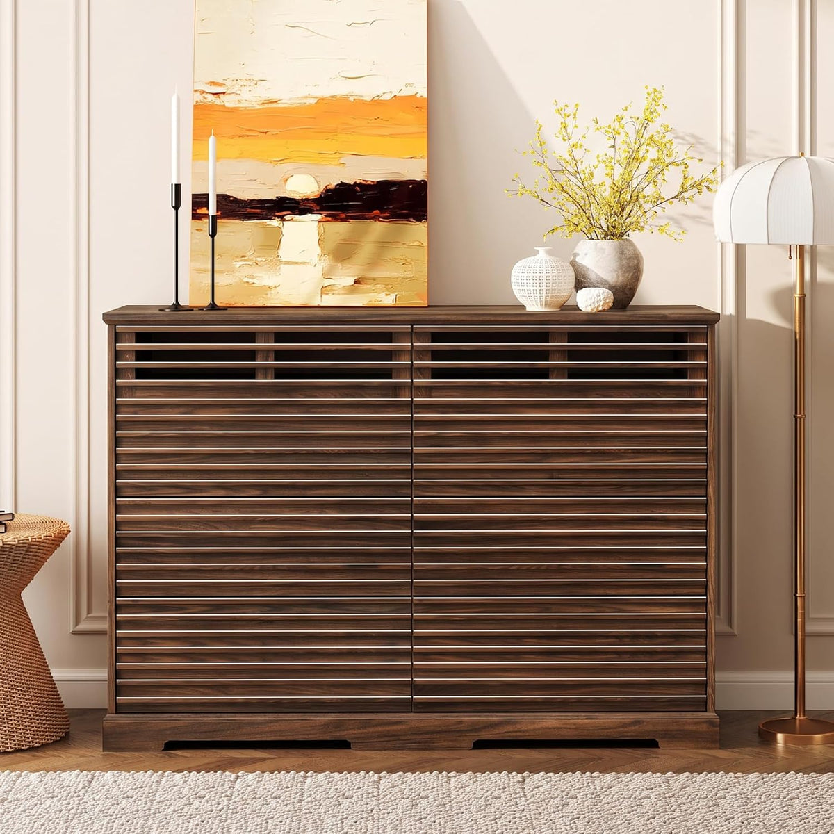 Loomie 52" W Fluted 8 Drawer Dresser with LED Light