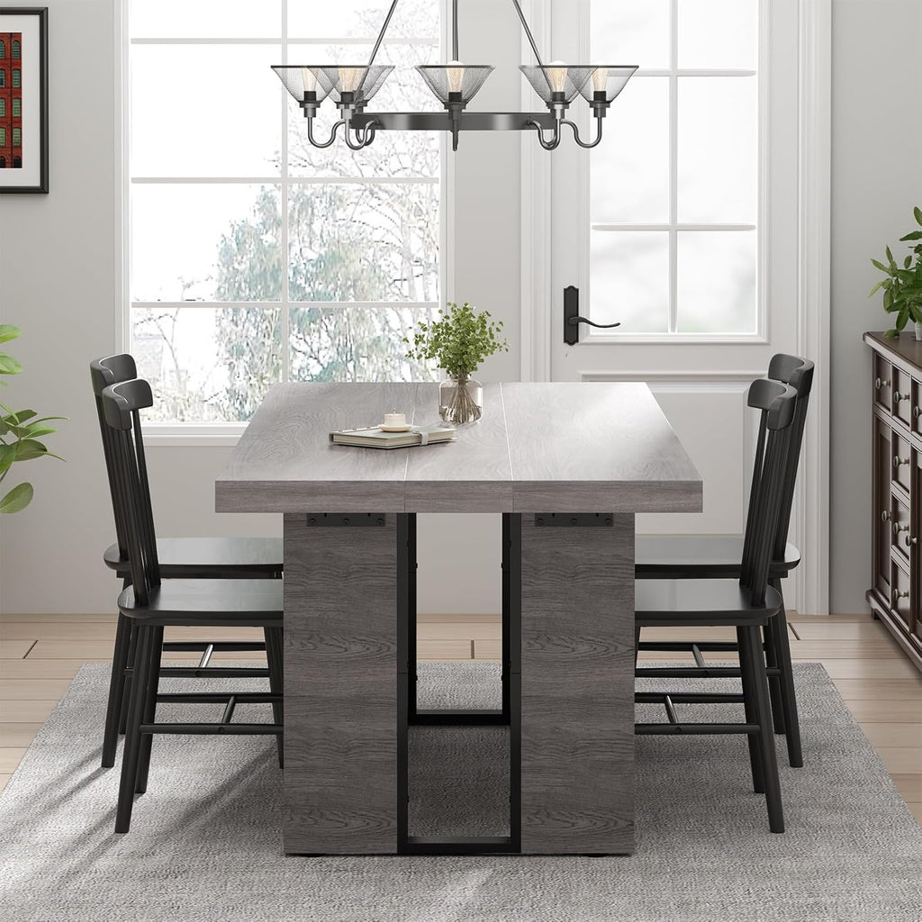 Loomie 70.8 Inch Dining Table, Rustic Farmhouse Kitchen Table for 6-8 People, Large Dinning Room Furniture Rectangle Dinner Table for Living Room, Apartment, Home Office, Vintage Grey