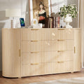 Loomie Fluted 8 Drawers Dresser for Bedroom, 55.12" Wide Dressers & Chest of Drawers w/2 Sliding Doors & Charging Station,Curved Profile Design,Wooden Closet Storage Cabinet,Modern Dresser TV Stand