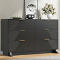 Gyfimoie Dresser for Bedroom, Mid-Century Modern Walnut Chest of 6 Drawers with Asymmetrical Fluted Front, Sturdy Wood Storage Organizer with Anti-Sag Drawer Support & Metal Handles, 47" Wide (Walnut)