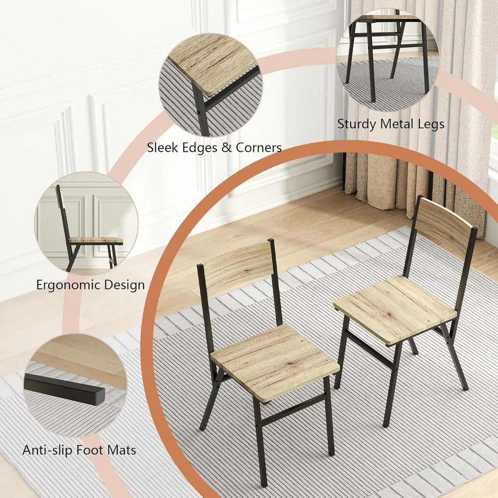 Loomie Round Dining Table Set for 4, 31.5" Small Round Kitchen Table with 4 Chairs, 5 Piece Dining Room Table Set with Steel Legs, Space-Saving Dinner Table, Coffee Table for Small Space