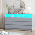 Loomie 6 Drawer Dresser for Bedroom, Wide Chest of Drawers with Charging Station and LED Lights, Traditional Bedroom Furniture, Modern Storage Dresser TV Stand for Living Room (Black)