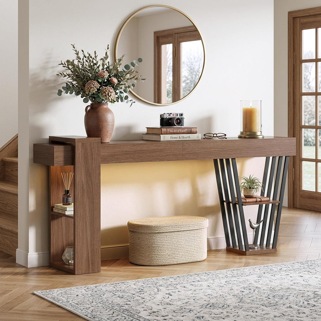 70.9'' Extra Long Console Table w/LED Light, Sofa Table Behind The Couch