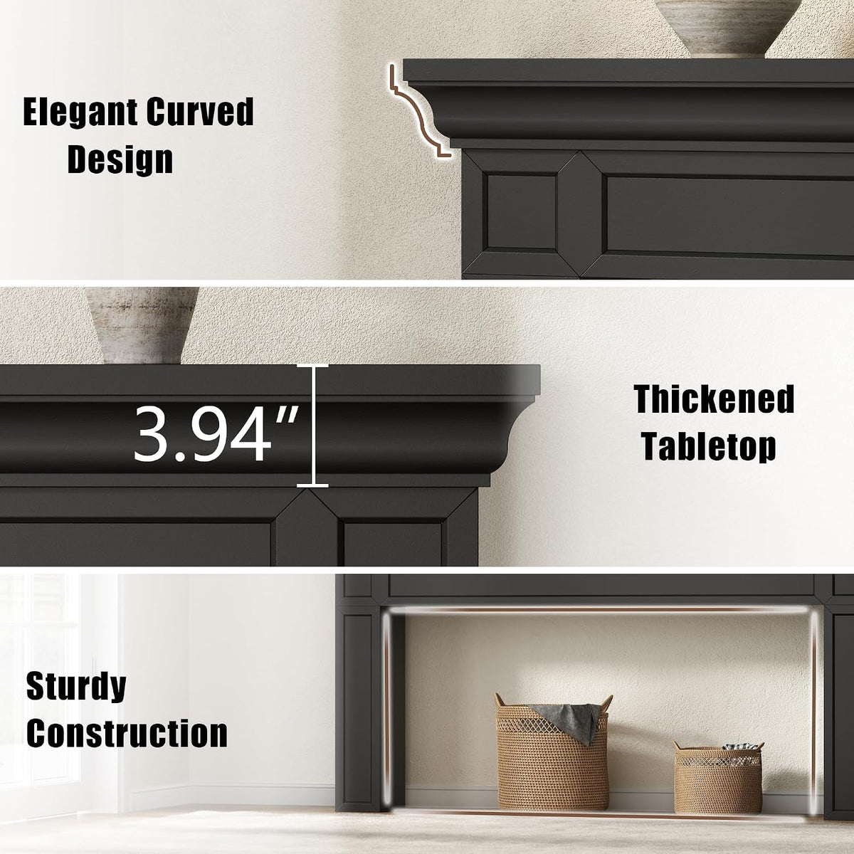 Loomie 63" Long Console Tables for Entryway, Black Entry Accent Table