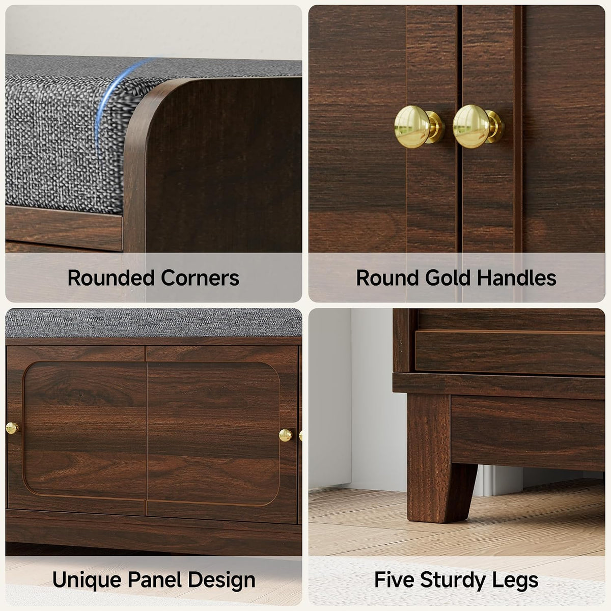 2-Tier Shoe Storage Bench, Entryway Bench w/Thickened Padded Seat Cushion