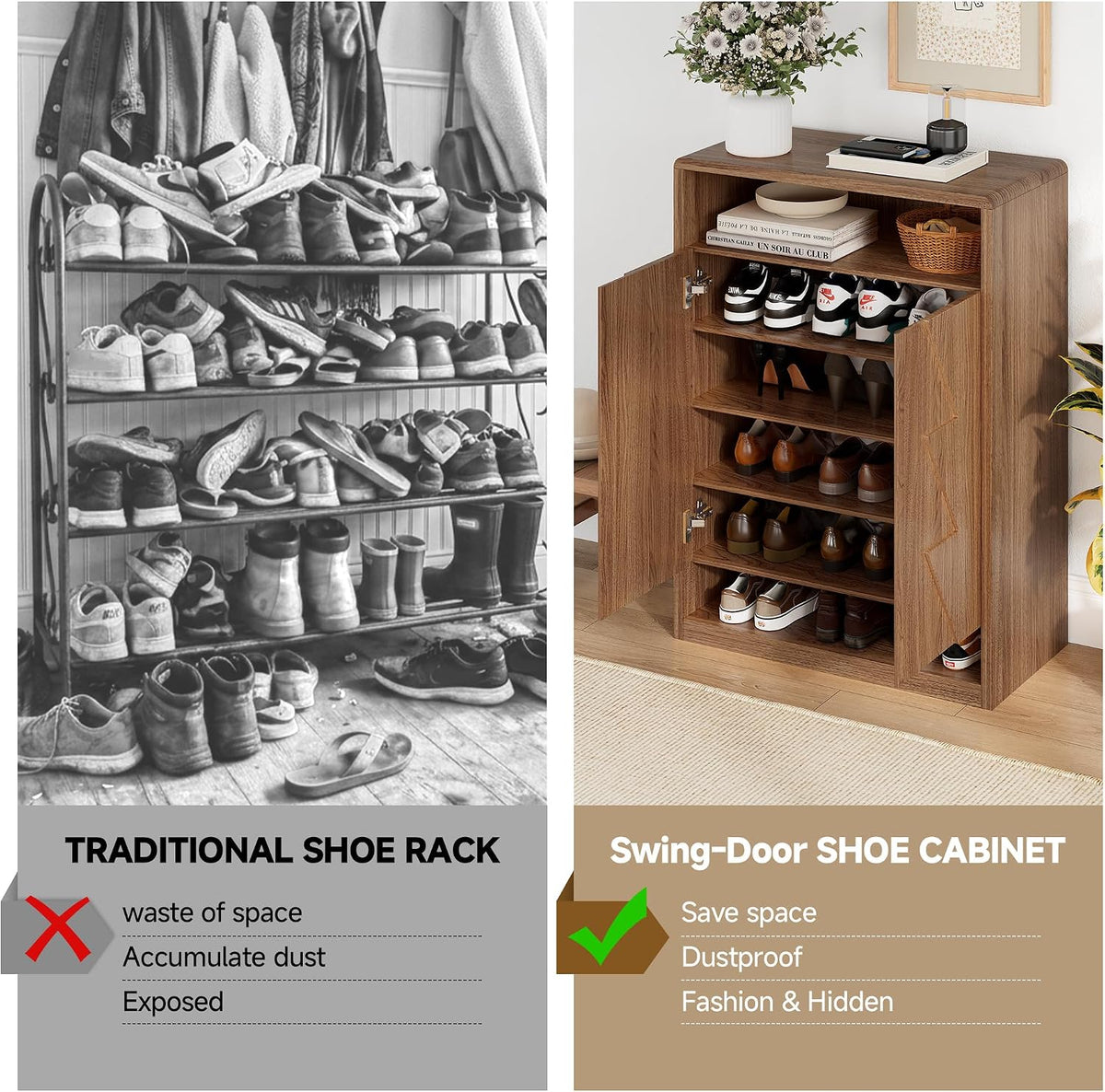 Wide Extra Large 6-Tier Shoe Cabinet for Entryway, 30 Pairs Shoe Storage