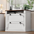 Loomie White 2 Drawer File Cabinet with Lock & Charging Station,37'' Farmhouse Lateral Filing Cabinet with Open Storage Shelves for Home Office,Wood Printer Stand for Files/Letter/Legal/A4/F4 Size