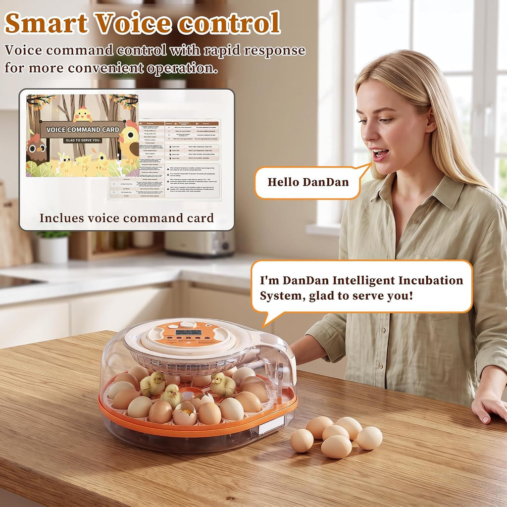26 Eggs Incubator with Smart Voice Control & Auto Temp/Humidity Control