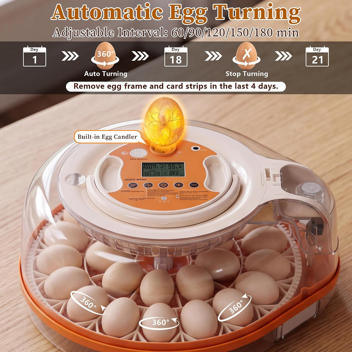 26 Eggs Incubator with Smart Voice Control & Auto Temp/Humidity Control