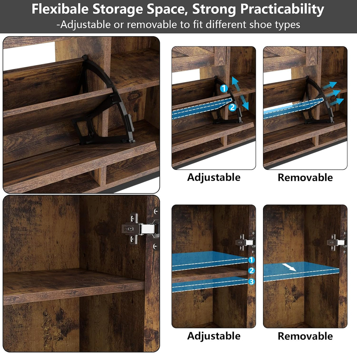 Loomie Farmhouse Flip Drawer Shoe Cabinet, Shoe Organizer with Side Cabinet