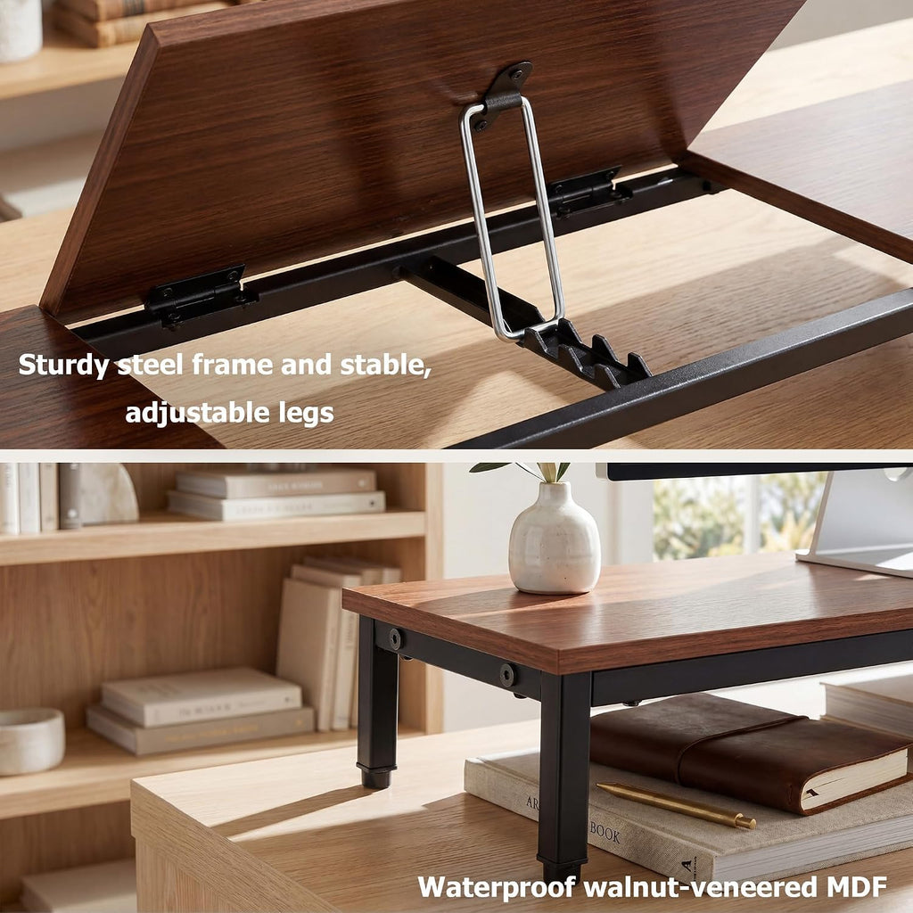 Loomie 39-Inch Dual Monitor Stand Riser with Adjustable Laptop Stand