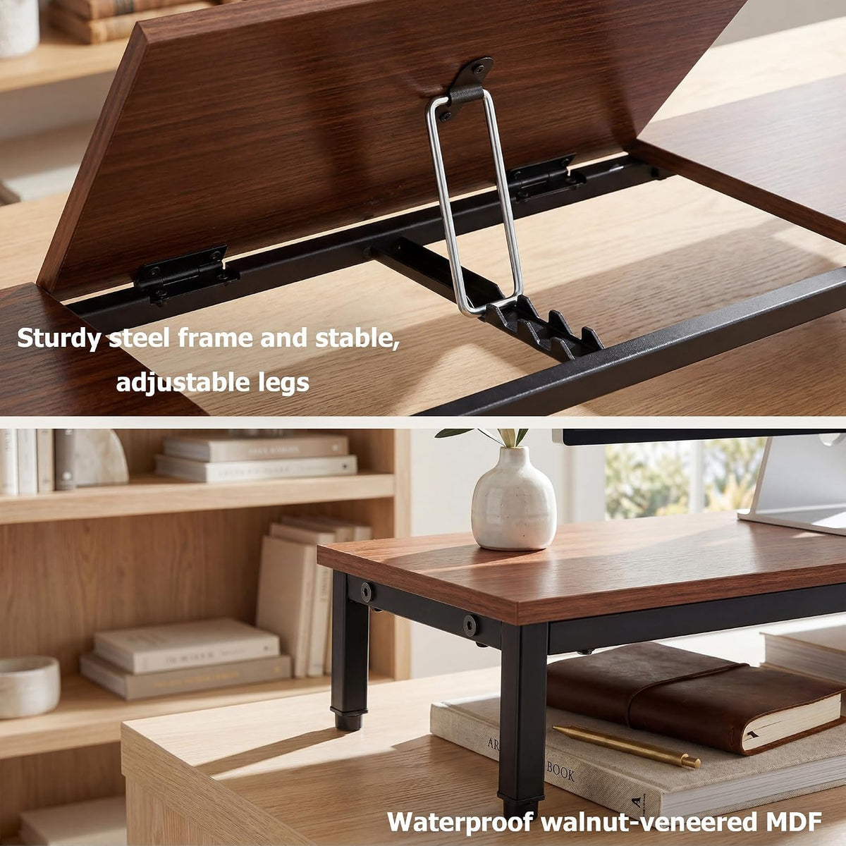 Loomie 39-Inch Dual Monitor Stand Riser with Adjustable Laptop Stand